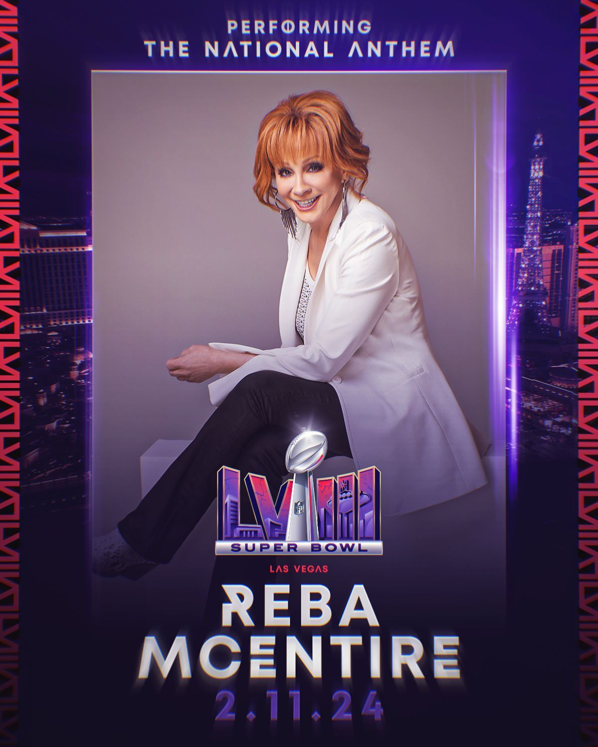 REBA MCENTIRE SLATED TO SING NATIONAL ANTHEM AT SUPERBOWL LVIII