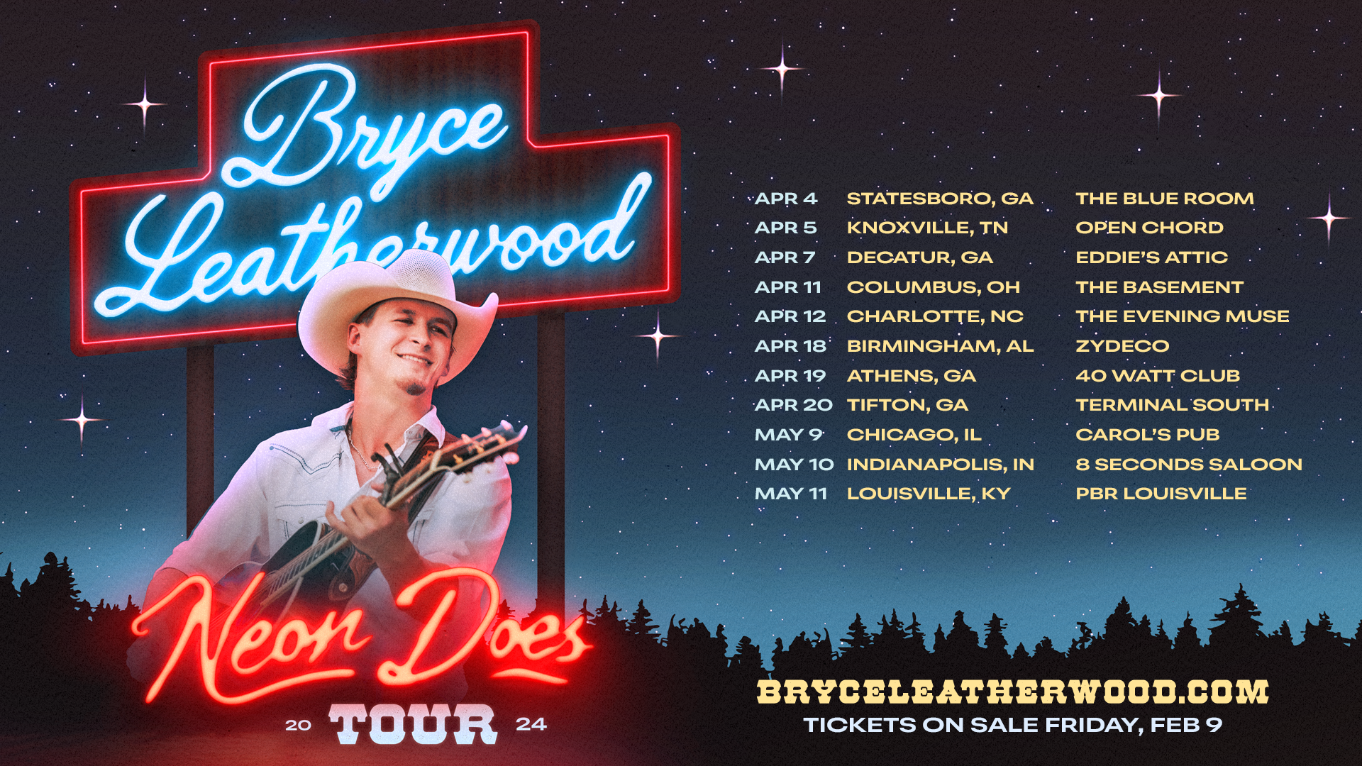 BRYCE LEATHERWOOD ANNOUNCES 11-CITY ‘NEON DOES TOUR’