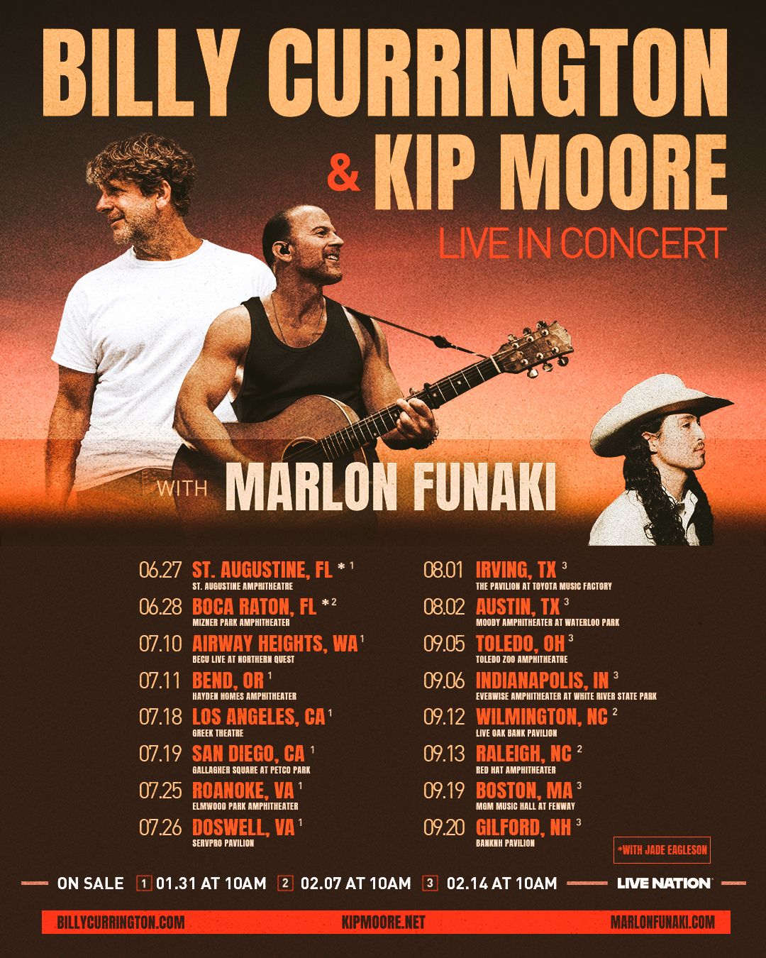BILLY CURRINGTON ANNOUNCES 2025 TOUR WITH KIP MOORE