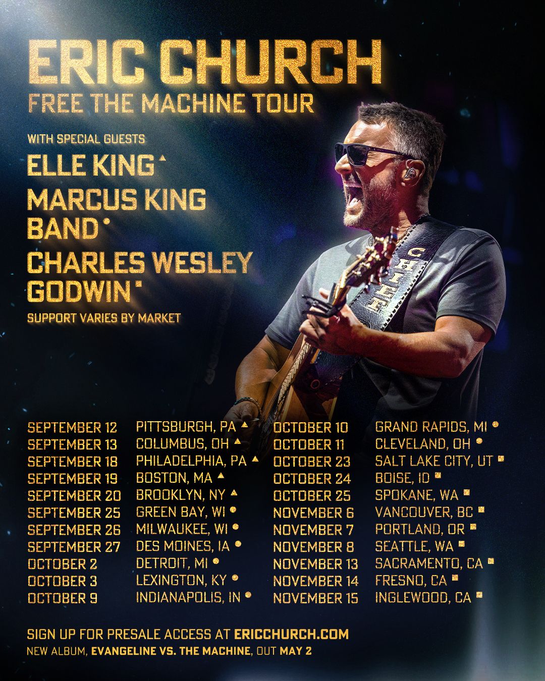ERIC CHURCH TO ‘FREE THE MACHINE’ WITH ARENA TOUR KICKING OFF THIS FALL