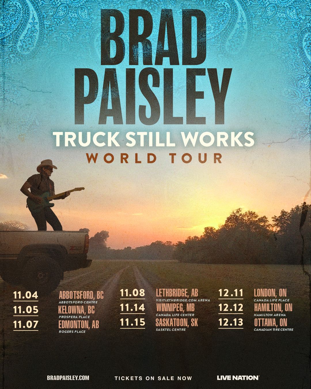 Brad Paisley Extends “Truck Still Works World Tour” with Canadian Dates this Fall