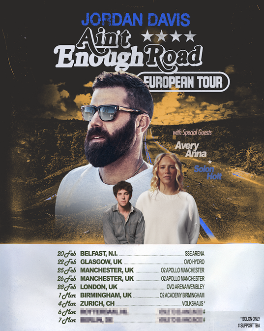 JORDAN DAVIS TO RETURN TO UK/EUROPE FOR BIGGEST INTERNATIONAL HEADLINE TOUR TO DATE