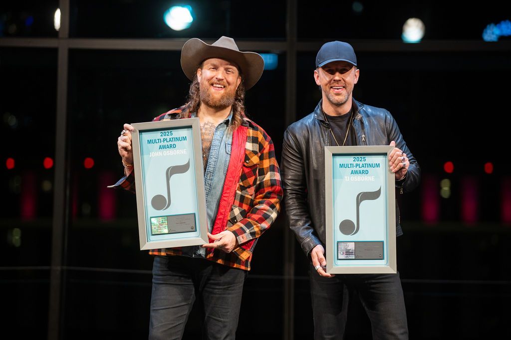 BROTHERS OSBORNE HONORED AT 2025 NMPA GOLD & PLATINUM GALA FOR 3X PLATINUM HIT “STAY A LITTLE LONGER”